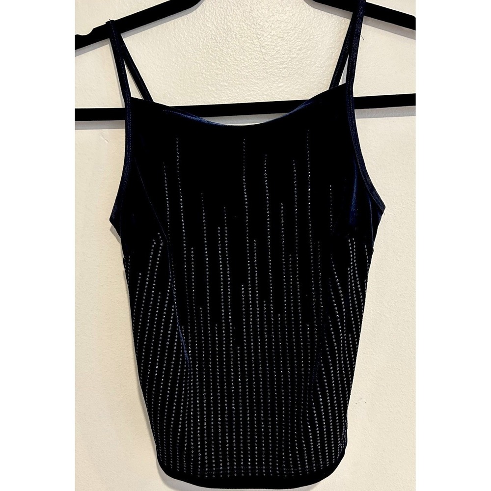 Y2K Retro Clubbing Tank Top Sexy Navy Blue Grunge Ladies Spaghetti‎ strap Small